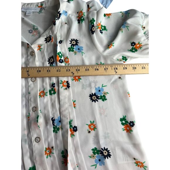 Charter Club Floral Button-Front Blouse With Pintuck Details Short Sleeve Medium - Picture 16 of 16